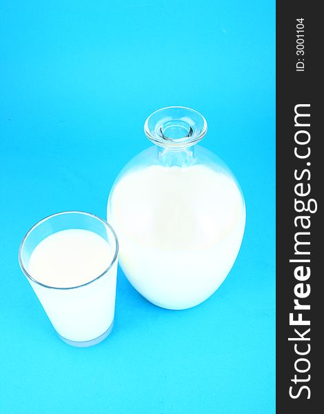 A glass of milk. Pouring milk.