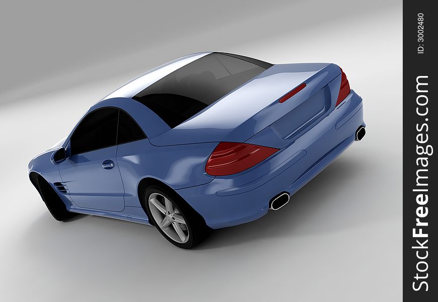 Realistic render three-dimensional model of the light-blue Mercedes SL 500