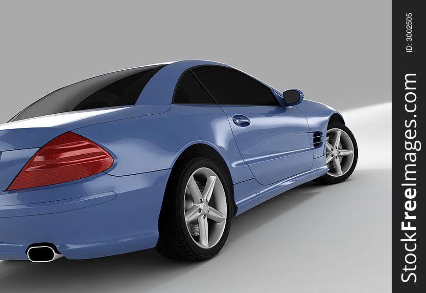 Realistic render three-dimensional model of the light-blue Mercedes SL 500