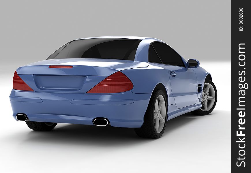 Realistic render three-dimensional model of the light-blue Mercedes SL 500