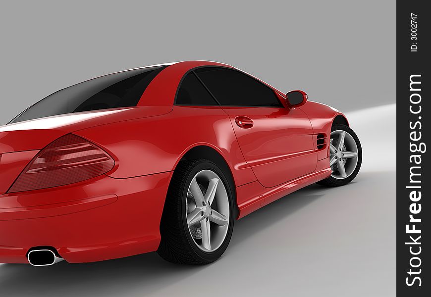 Realistic render three-dimensional model of the red Mercedes SL 500