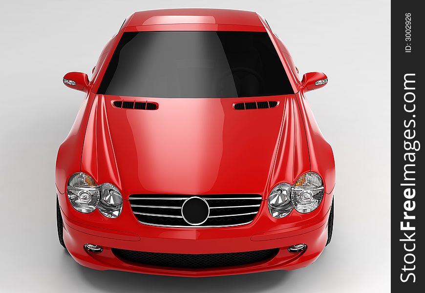 Realistic render three-dimensional model of the red Mercedes SL 500