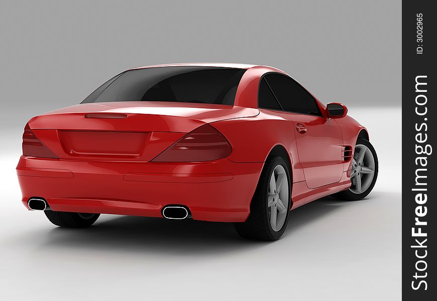 Realistic render three-dimensional model of the red Mercedes SL 500