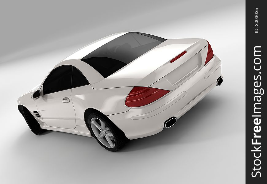 Realistic render three-dimensional model of the white Mercedes SL 500