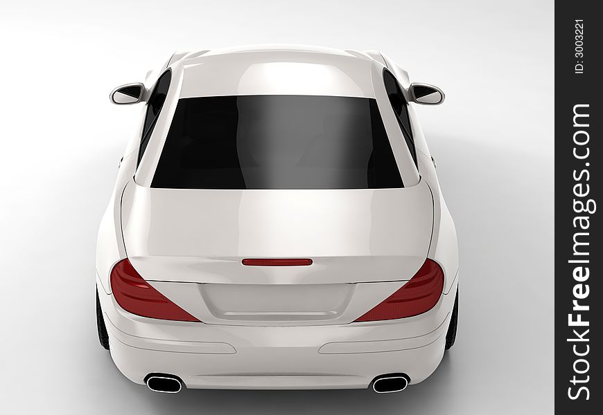 Realistic render three-dimensional model of the white Mercedes SL 500