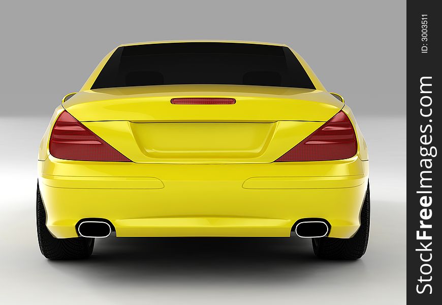 Realistic render three-dimensional model of the yellow Mercedes SL 500