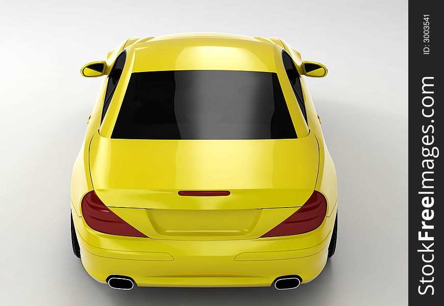 Realistic render three-dimensional model of the yellow Mercedes SL 500