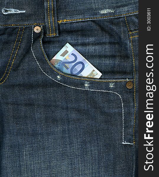 Money in pocket, blue jeans