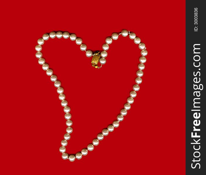 Perls heart on a red background