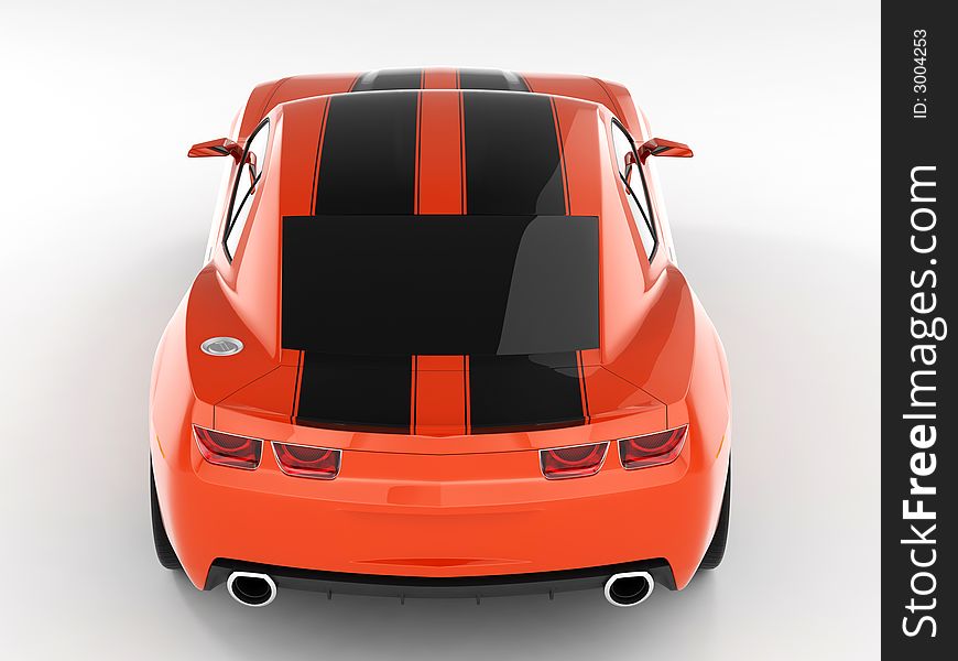 Realistic render three-dimensional model of the red Chevrolet Camaro Concept 2009