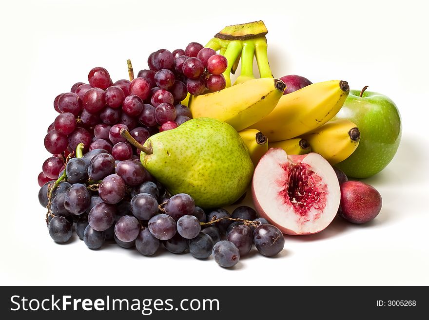 Miscellaneous fresh fruits isolated on white background