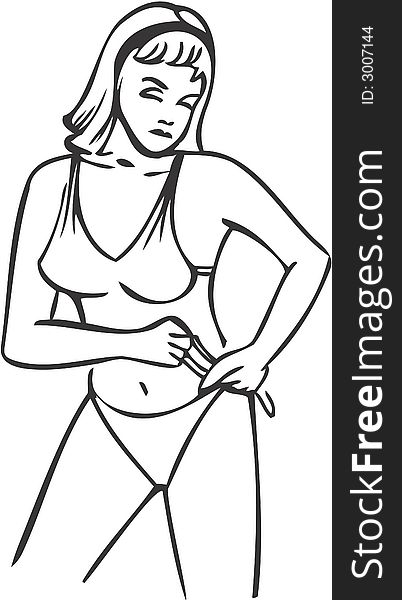 Girl in swimming suit, retro-style illustration. Girl in swimming suit, retro-style illustration