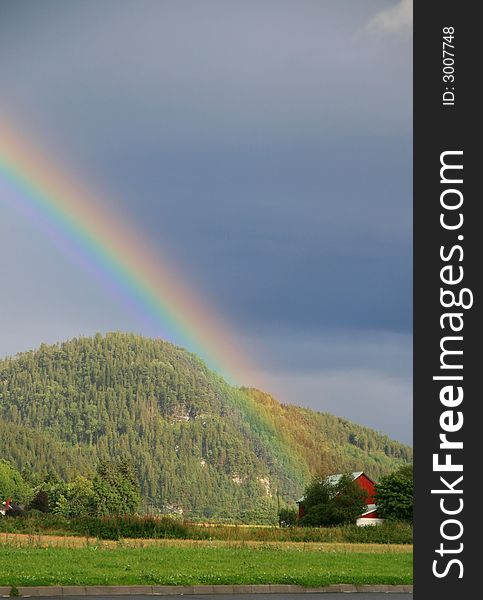 Rainbow over a summer landscape