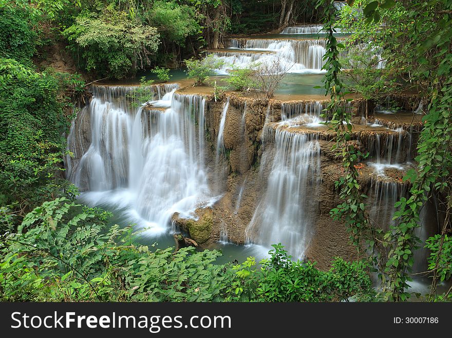 Beautiful Muti Layer Waterfall Deep Forest in Thailand