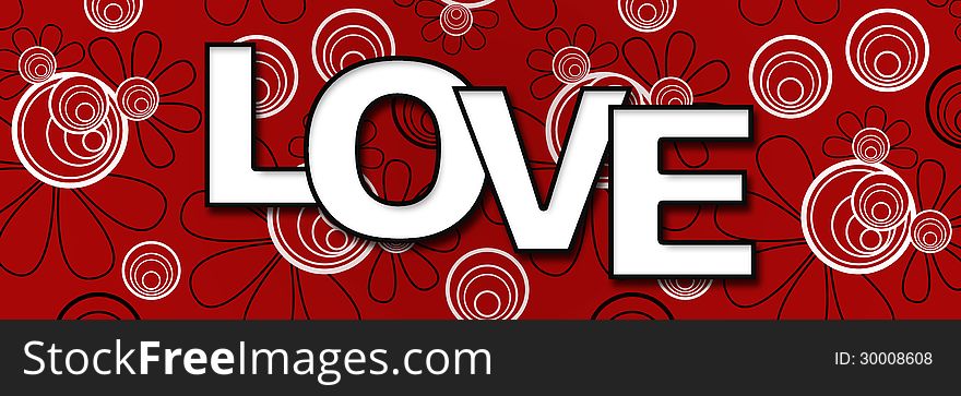 Romantic banner image with love text on red, black and white background. Romantic banner image with love text on red, black and white background.