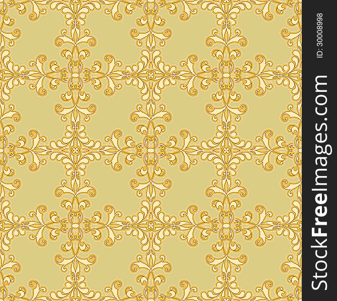 Floral seamless pattern, decorative gold background. Floral seamless pattern, decorative gold background