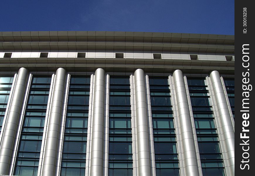 Modern building with columns sunlight