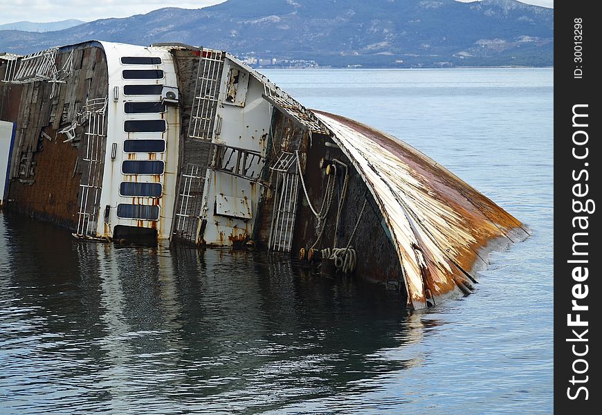 Shipwreck of Mediterranean Sky at Elefsis area Greece. Shipwreck of Mediterranean Sky at Elefsis area Greece