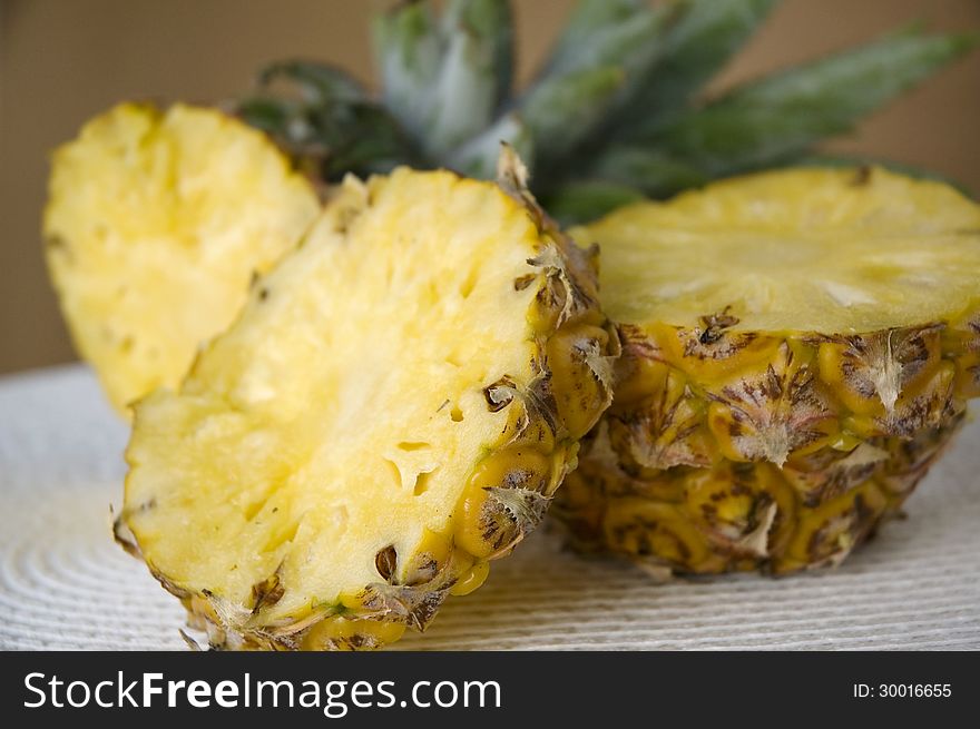 Pieces of sliced fresh pineapple. Pieces of sliced fresh pineapple