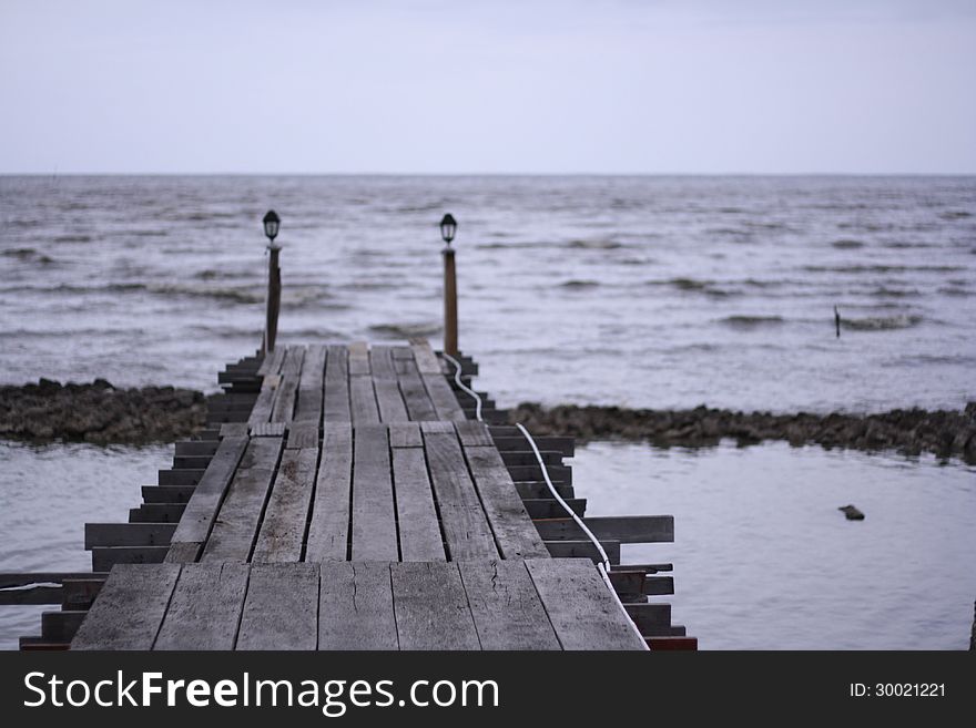 Wood bridge sea beach romantic