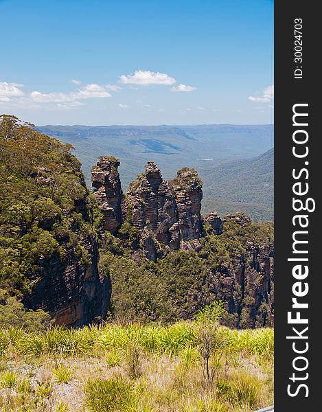 View across the mountains at the famous limestone rock formation in southern Australia. View across the mountains at the famous limestone rock formation in southern Australia.