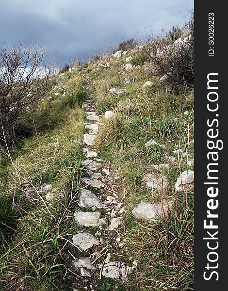 A old path near sorrento in italy