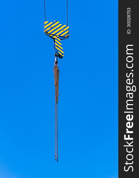 Crane hook on the construction site