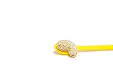 Sweet Cashew Nut With Sesame On Yellow Spoon Stock Photo Sweet Cashew Nut With Sesame On Yellow Spoon Stock Photo