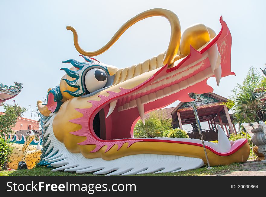 Head Big golden dragon at chiang mai,thailand