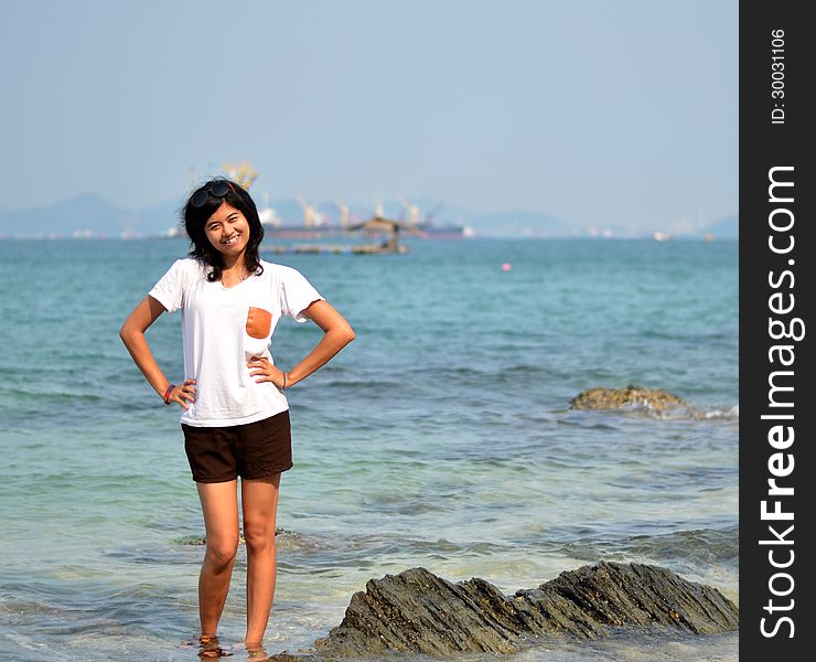 Beautiful Young Woman On Beach