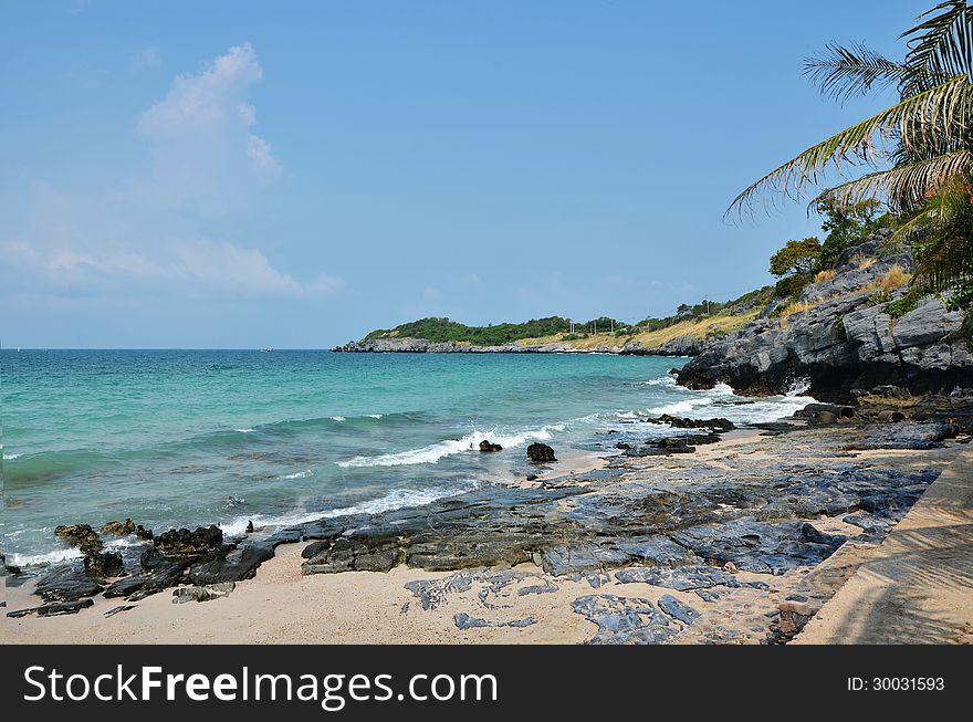 Si Chang Island, Beach And Tropical Sea With Sky