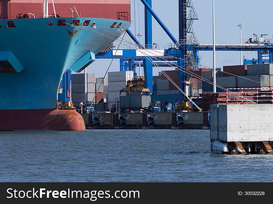 The container terminal in Gdansk on the Baltic Sea