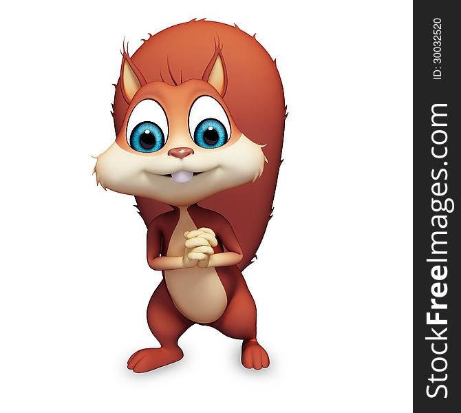 3d illustration of Squirrel is standing on the blank background