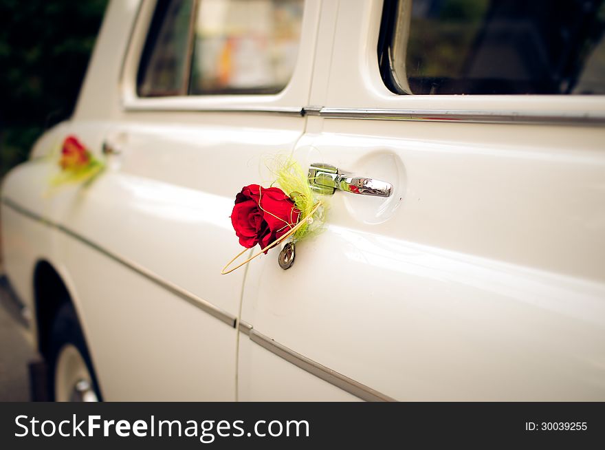 Wedding car prepared for the bride and groom