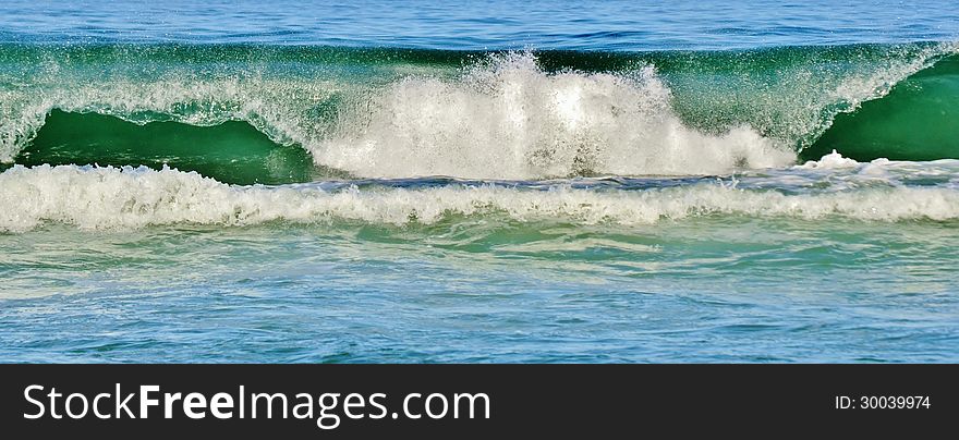 Seascape with waves in the atlantic ocean