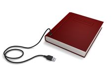 The Books With USB Cable Royalty Free Stock Photos