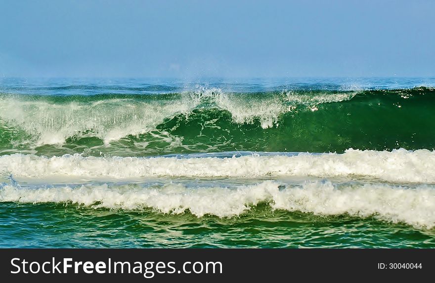 Seascape with waves in the atlantic ocean