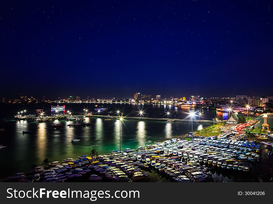 Pattaya City Harbor at twilight