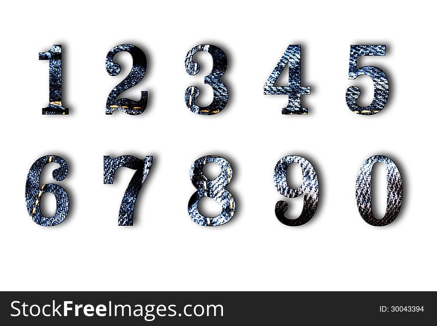 The numbers of jeans isolated on white background