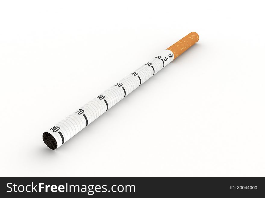 Cigarette with the scale of the human age. Cigarette with the scale of the human age