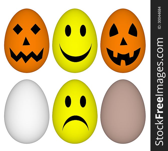 Eggs With Easter And Halloween Smile - Emoticon