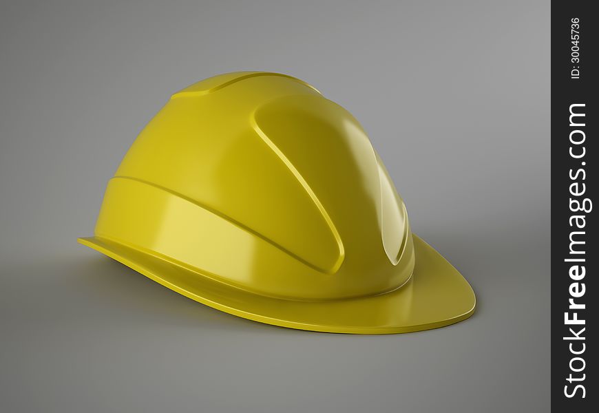 Realistic 3d render of a construction helmet over a grey background