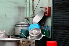 Clean Pots And Pans On Outdoor Sink Stock Image Clean Pots And Pans On Outdoor Sink Stock Image