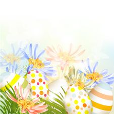 Easter Outdoor Background With Clear Space, Eggs And Green Gras Stock Photos Easter Outdoor Background With Clear Space, Eggs And Green Gras Stock Photos