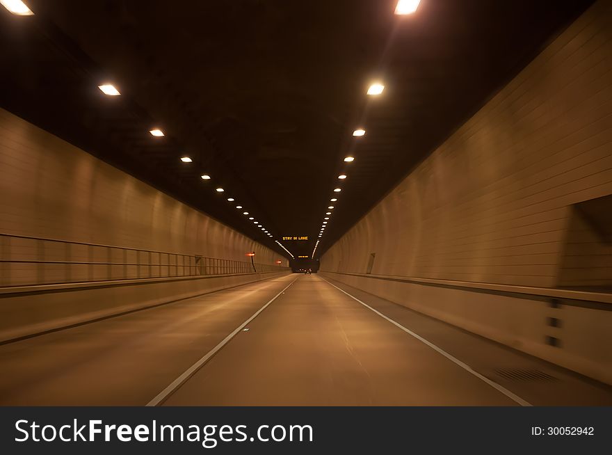 Driving through virginia tunnel in automobile. Driving through virginia tunnel in automobile