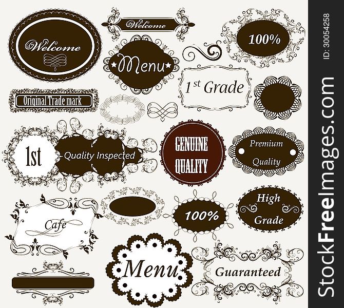 Set of vector labels or calligraphic design elements. Set of vector labels or calligraphic design elements