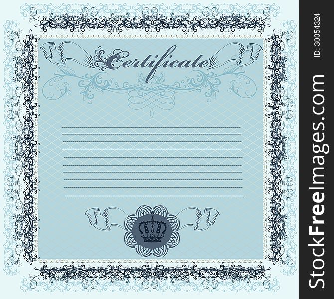 Certificate or coupon in blue color for design
