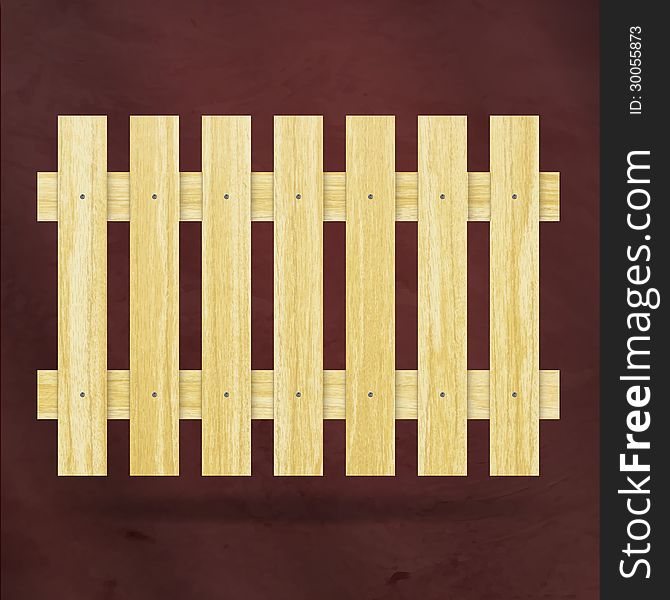 New wooden planks fence on red background can use like vintage natural design element