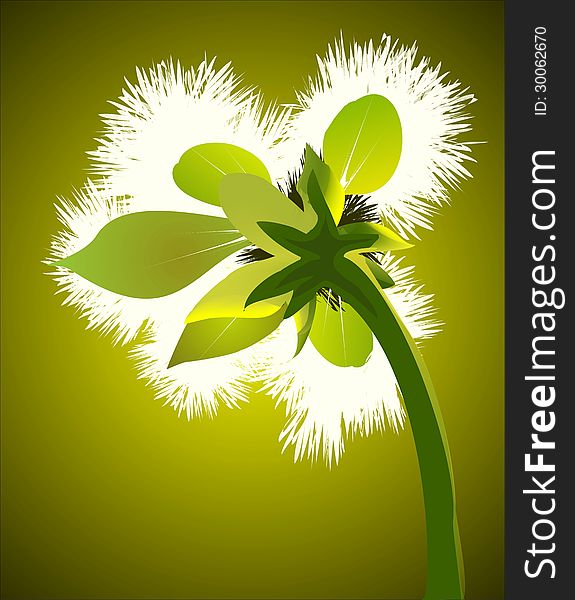 composition showing green, illuminated flower
