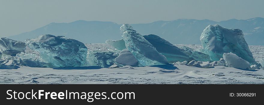 Blocs of ice on Baikal lake